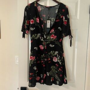 Vero Moda Black Floral Short Dress Size Extra Small
